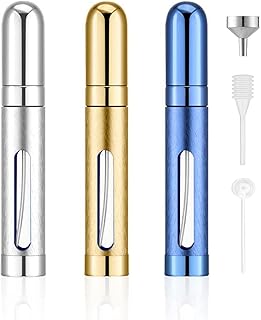 Perfume Atomiser Refillable Spray Bottles 12ML Portable Perfume Bottles Atomiser Luxurious Plated Empty Spray Bottles with Funnel Perfume Diffuser Pipette, for Purse Handbag Pocket Luggage(3PCS)