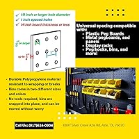 Vista 7 de WallPeg Pegboard Bins - 6 Each 7" & 6 Each 5" ORGANIZING Bins - Hooks to Peg Board Panel Organize Hardware Arrange Accessories Workbench Tool