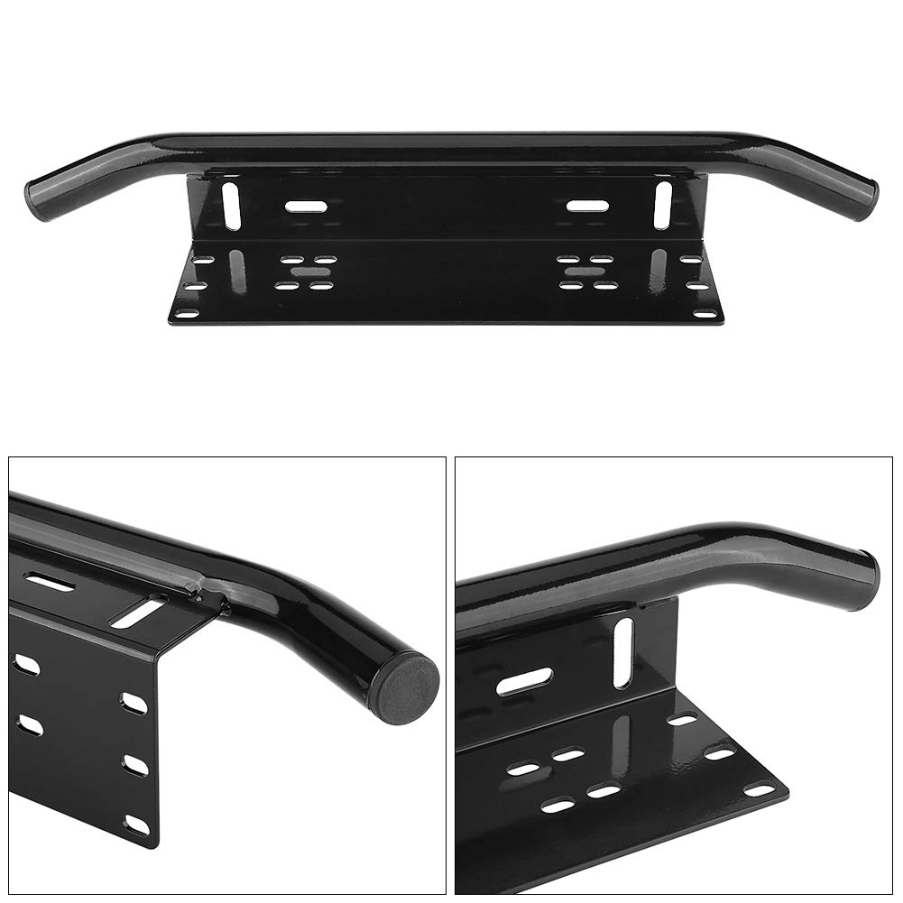 Rama Tablicy Rejestracyjnej ze Stopu Aluminium Bull Bar Mocowanie Zderzaka Wspornik świetlny do Samochodu Offroad Truck SUV 4x4, Czarny, łatwy w Montażu