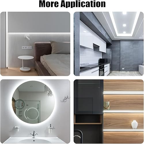 Miniatura 3 de COB - Tira de luces LED blancas de 16.4 pies, luz blanca brillante de 6500 K, 12 V, 1600 LED, CRI90, cinta LED flexible para dormitorio, cocina,