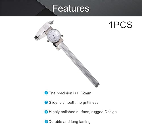 Miniatura 15 de Utoolmart Calibre Vernier profesional, calibre Vernier de esfera de precisión de 0.001 in, calibre Vernier de 5.906 in, color plateado con estuche