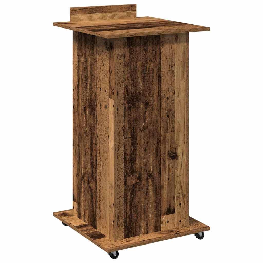 Rednerpult mit Rollen, Altholz Holzwerkstoff, Verstellbarer Stehpult für Zuhause, Computer, Arbeit, Büro, Schreibtisch, 100 kg