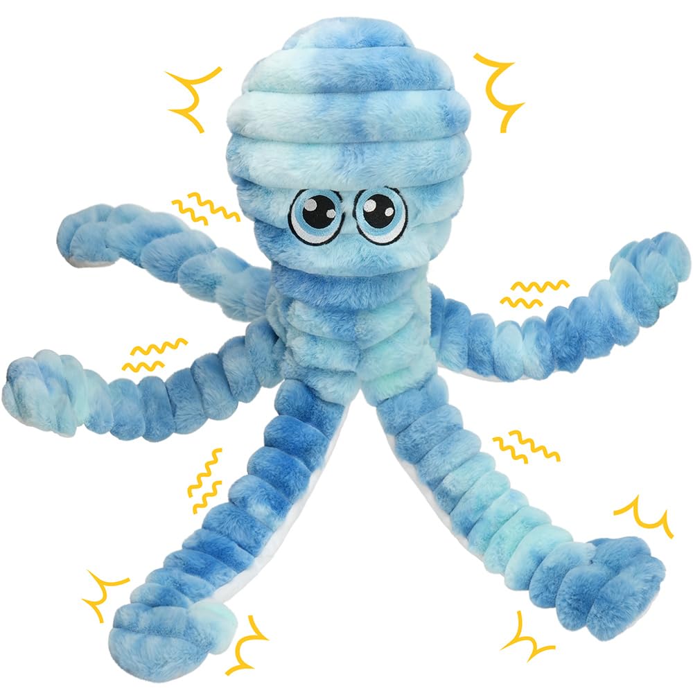 Prime Pets Dog Toys for Large Dogs, 27“ Extra Large Plush Octopus Dog Toy, Crinkle Squeaky Dog Toys to Keep Them Busy, Interactive Tug of War Pet Toy for Small Medium Large Breeds, Tie-dye Blue