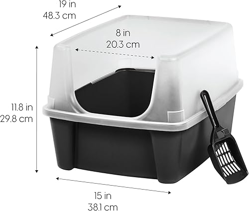 Miniatura 2 de IRIS USA Cat Litter Box High Sided and Enclosed Kitty Litter Box with Scoop