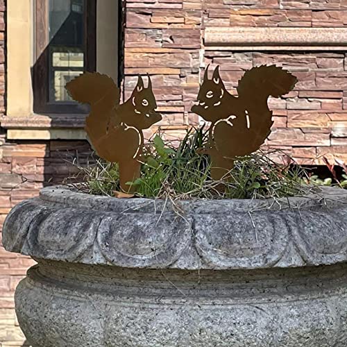 Decoração de jardim de esquilo de metal - Estacas animais da silhueta do projeto do jardim elegante