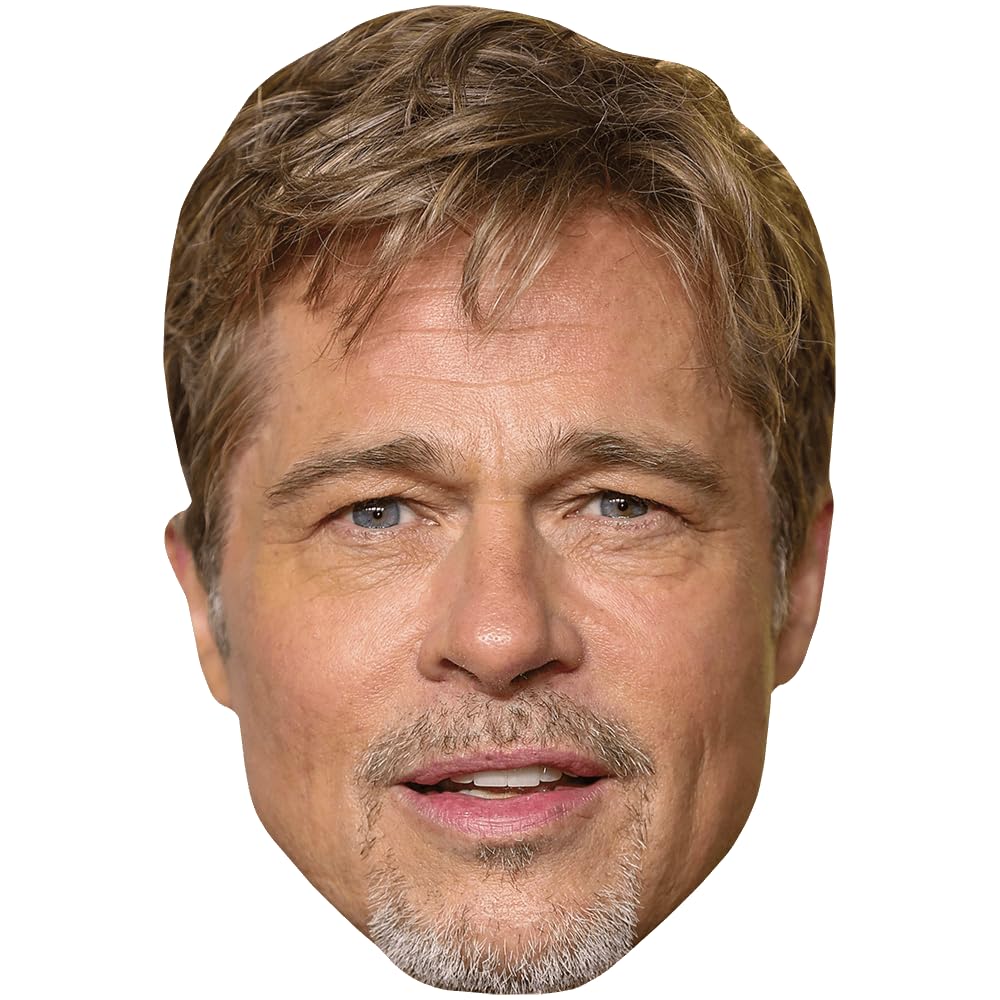 Celebrity Cutouts Lifelike Brad Pitt (Goatee) Celebrity Mask, Flat Card Face, Fancy Dress Mask