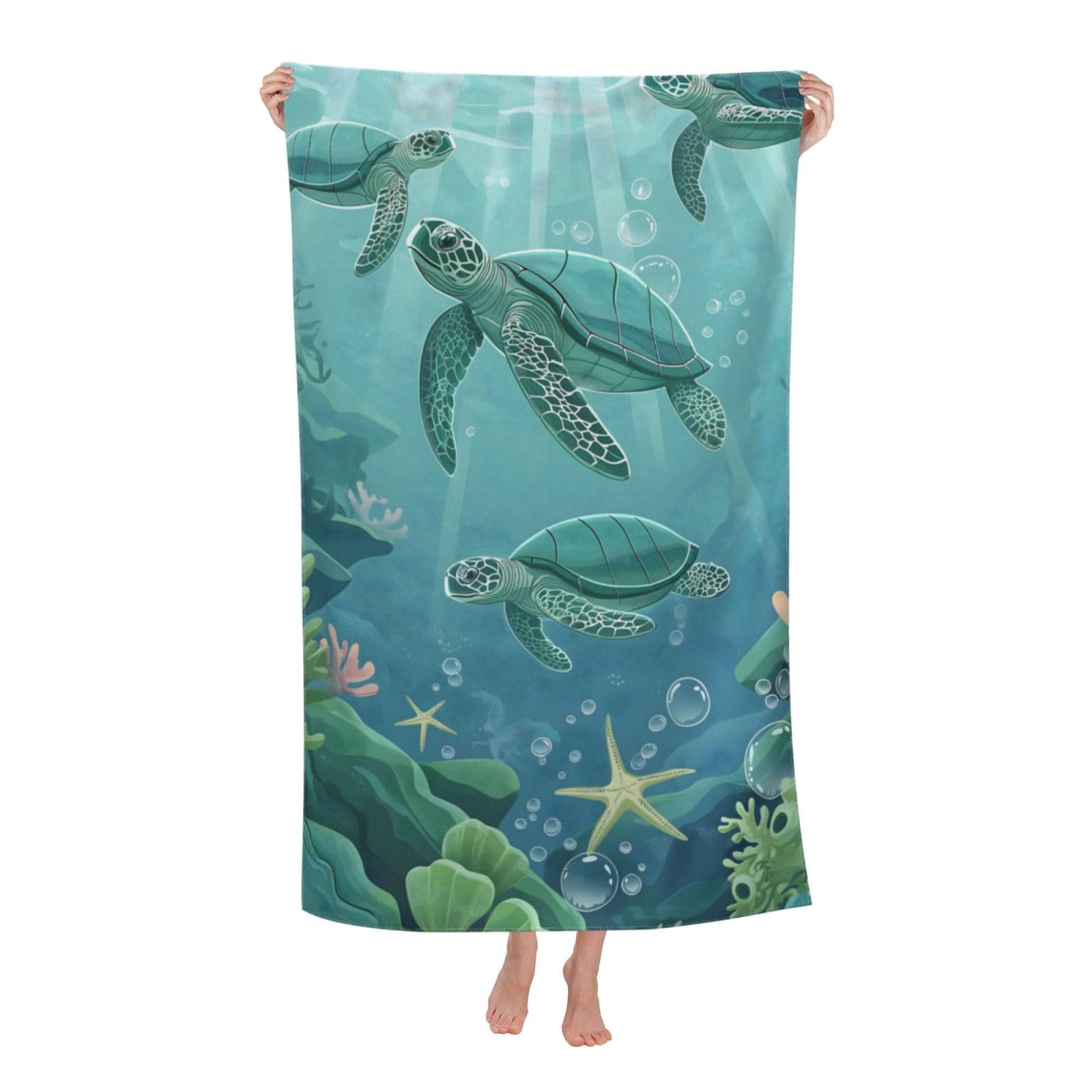 HLBSDM Sea Turtle Beach Towel 31inx51in Ocean Sand Free Microfiber Bath Towel Ultra Soft Quick Dry Pool Towel Absorbent Towel Lightweight Towel for Swimming Bathroom Decor