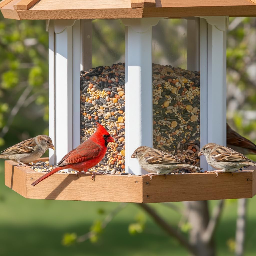 2026 Large Gazebo Bird Feeders for Outside Clearance - Bird Feeder Kit for Adults to Build- Hanging Birdfeeder for Outdoor-Rust Proof Mesh-Cedar Wood Longtime Lasting-(6 Lbs Capacity)