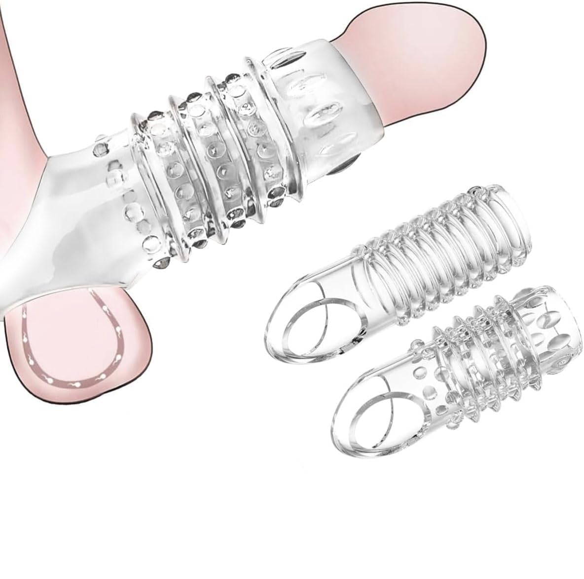 Penis Sleeve Silicone Cock Rings 2Pcs Penis Rings Enlarge Girth Sleeves for Male Delay Ejaculation Sexual Stimulation Enhancement