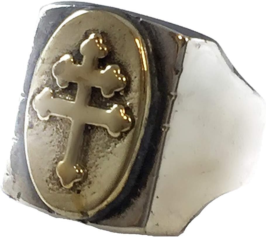 Vintage Cross of Lorraine Brass & Sterling Silver 925 Ring by Ezi Zino