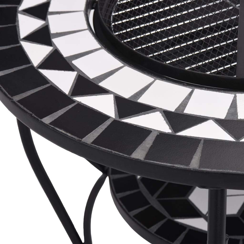 Homgoday Brasero de Mosaico cerámica Negro y Blanco 68 cm Brasero Exterior para Jardín Cuenco para Fogatas al Aire Libre para Jardines, Patios, Parques, Patios