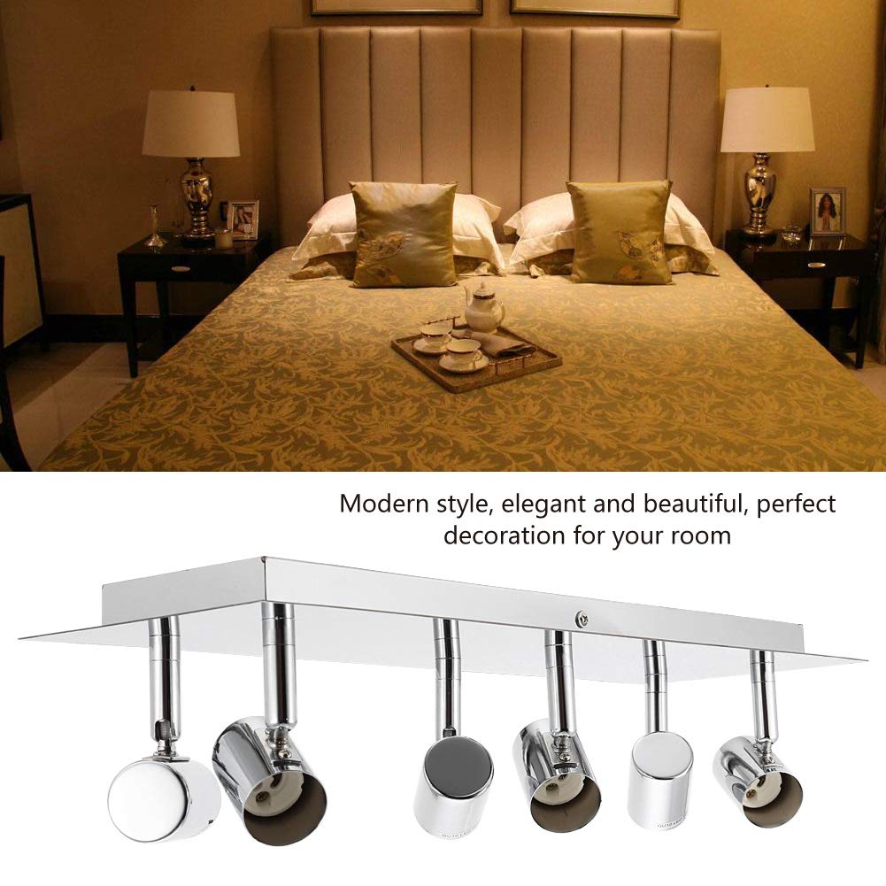 Greensen LED Deckenleuchte 6 Köpfe Bad Deckenlampe Edelstahl Deckenstrahler mit GU10 Lampenfassung Deckenspots Schwenkbar Leuchtmittel für Wohnzimmer Schlafzimmer Badezimmer