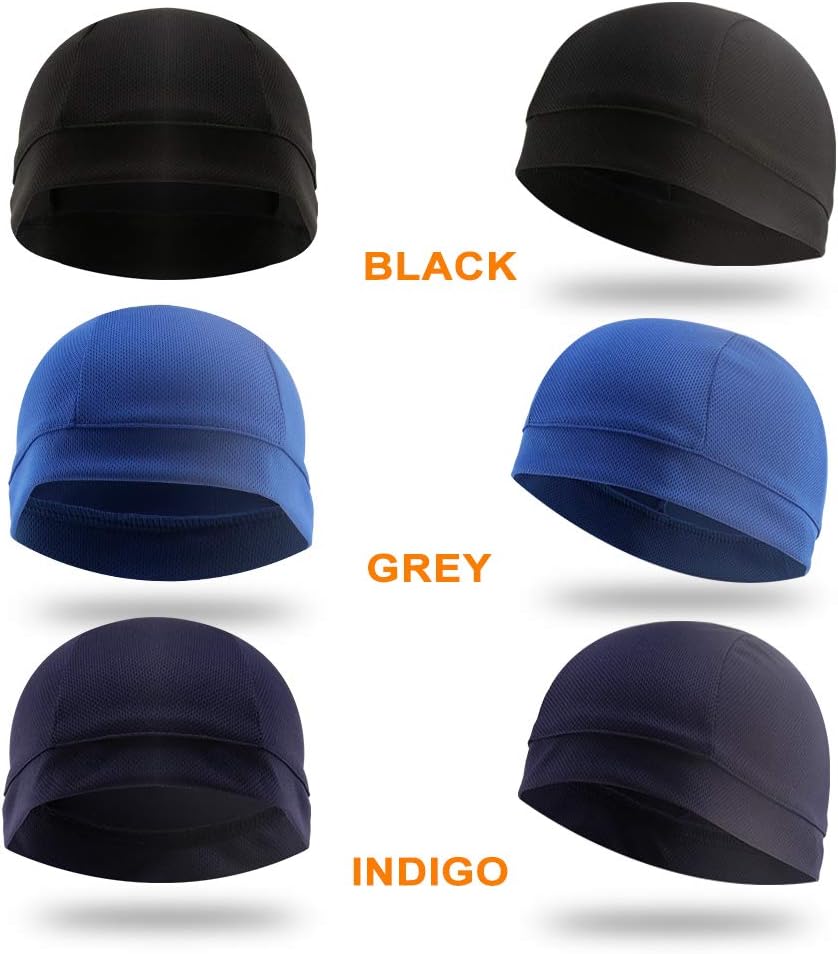 3 Pack Cooling Skull Cap Helmet Liner Sweat Wicking Breathable Hat for Men image 5