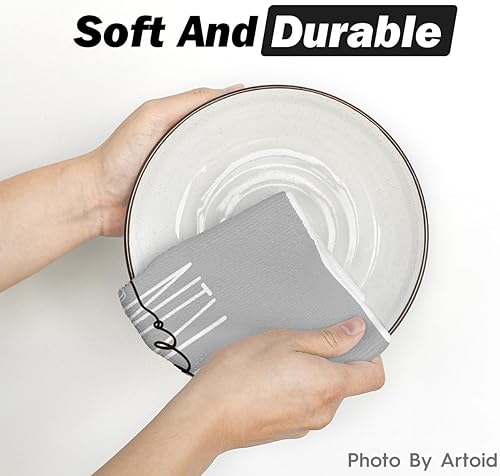 Miniatura 5 de Artoid Mode Juego de 2 toallas de cocina de otoño con diseño de hojas de eucalipto gris, 18 x 26 pulgadas, decoración de temporada, juego de 2