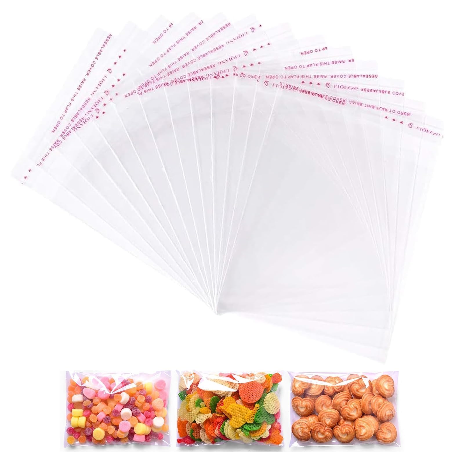 Bytleoutj Transparent 120Pcs Cellophane Bags, 10X18cm Inch Small Clear Cellophane Sweet Cookie Bags, Food Safe, Seal Clear Self-Adhesive Opp Display Sealable Bags For Cookies, Sweets, Envelopes, Gifts, Cards, Pictures