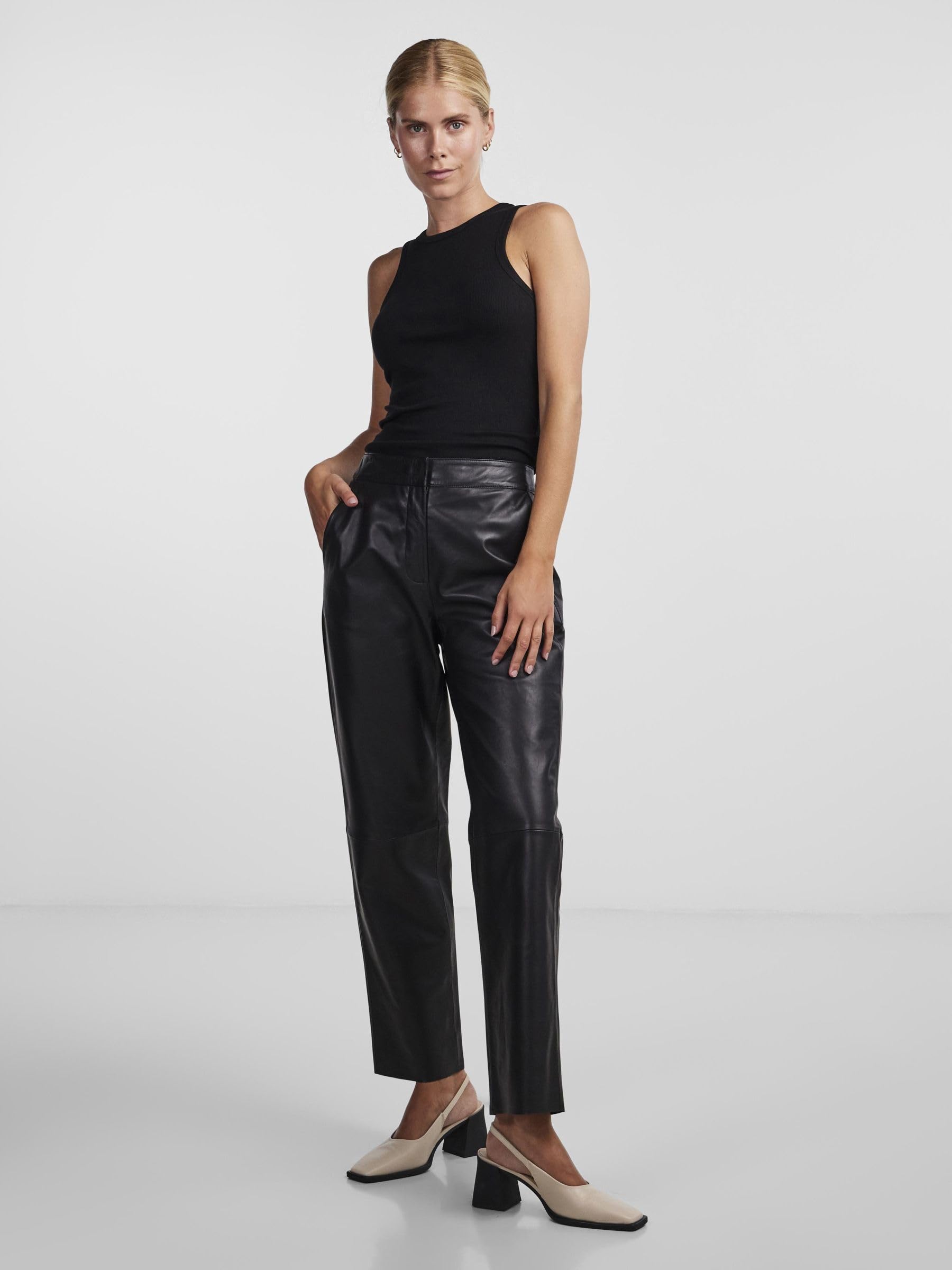 YAS Line Hmw Pantalon en Cuir Noos - Pantalons - Pantalon - Femme