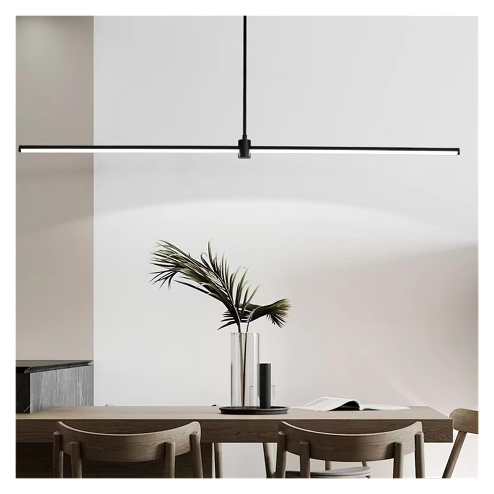 Suspension LED noire moderne et minimaliste pour éclairage de salon