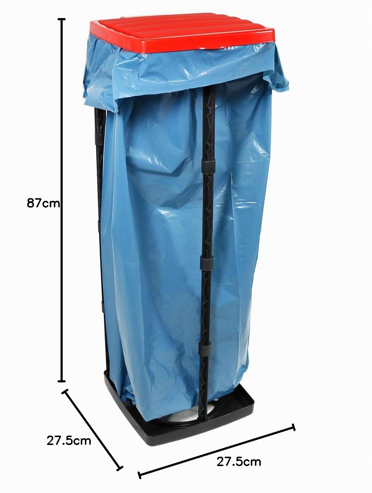 com-four® 2xporta rifiuti con coperchio in blu e in rosso, porta sacchi della spazzatura aggiustabili in 3 altezze (Coperchio - blu + rosso)