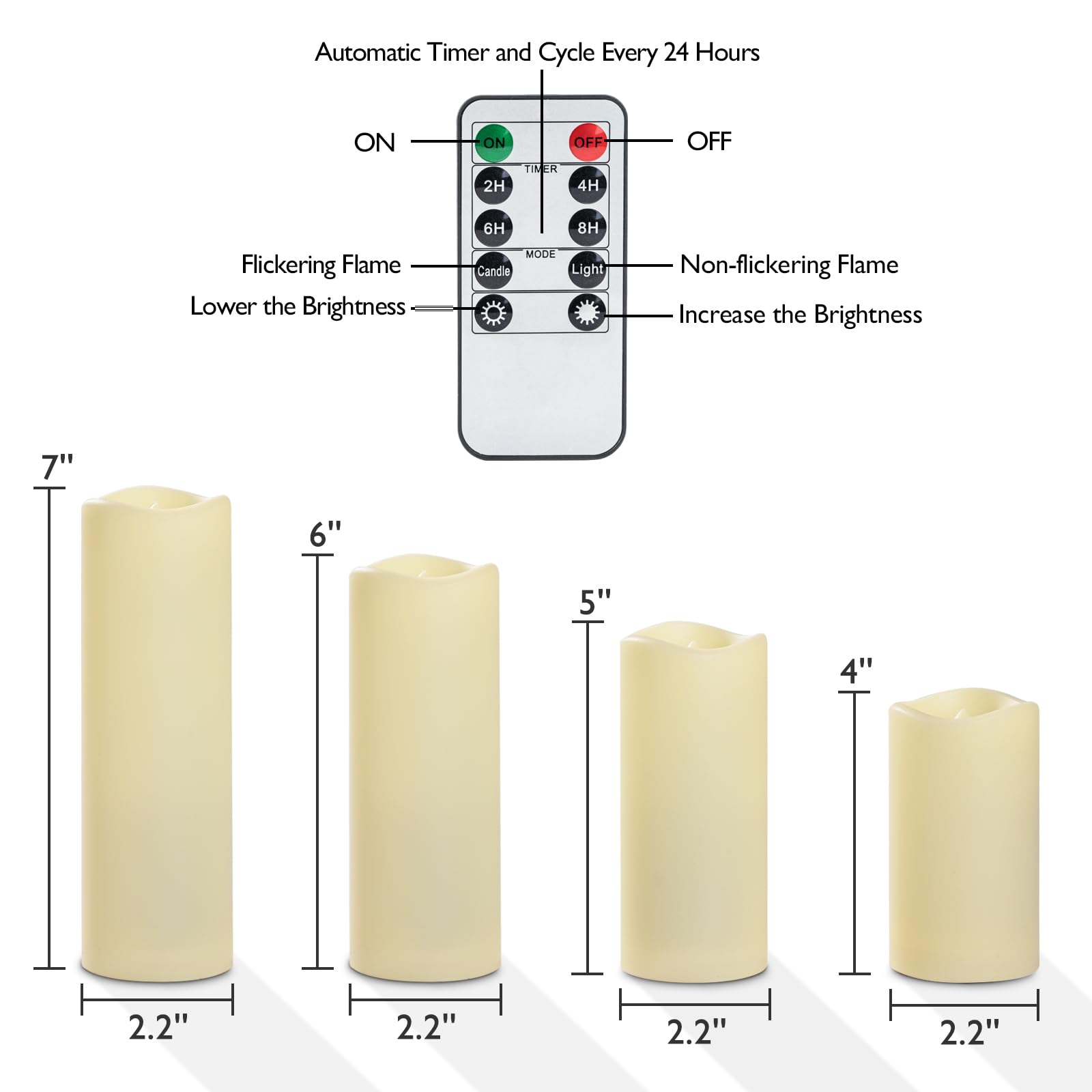 Homemory Velas LED impermeables para exteriores, funciona con pilas, vela parpadeante sin llama con temporizador de control remoto, velas eléctricas de plástico falsas, marfil, juego de 12