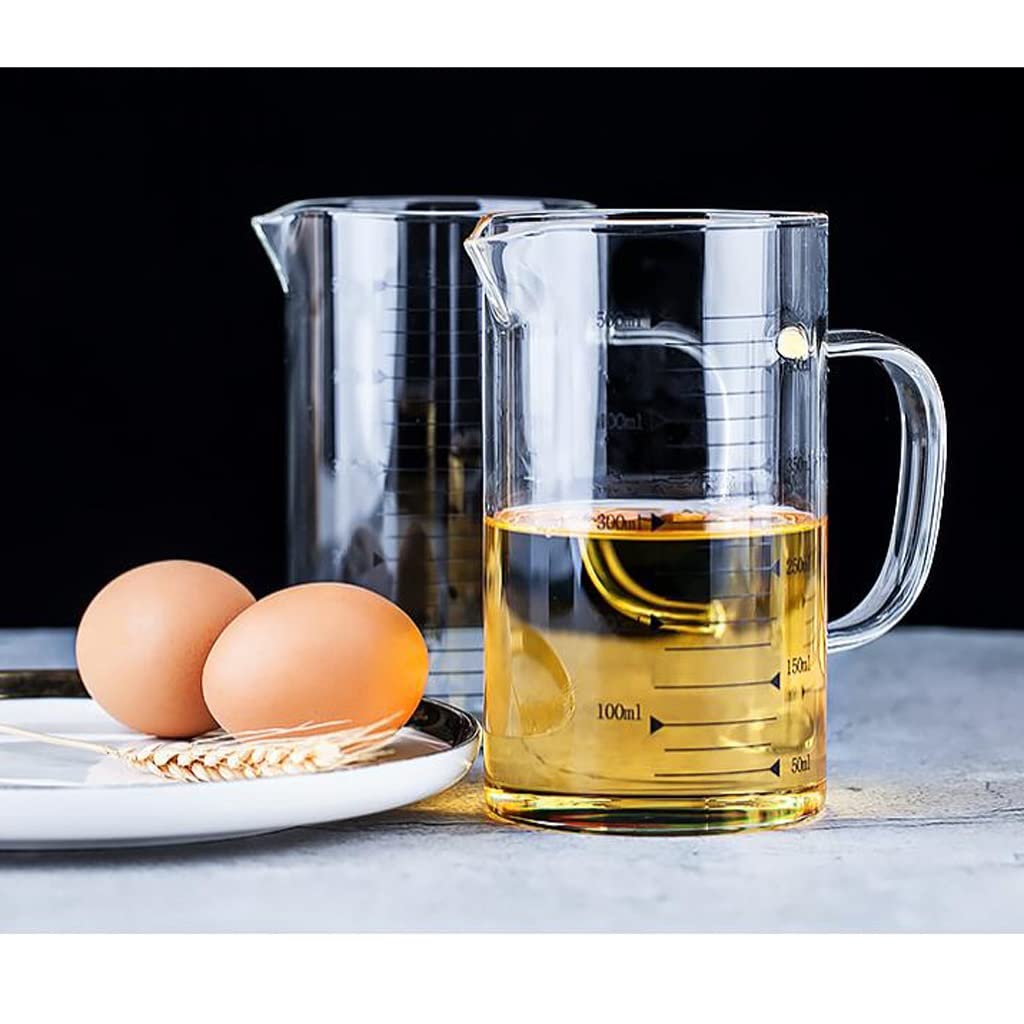 Taza medidora con Escala para Uso doméstico Ml Cocina Hornear Leche Medición de Agua Vasos de Vidrio de borosilicato Alto Durable (1000ml)