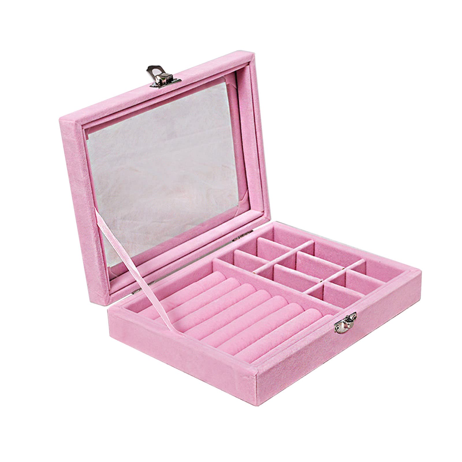YPBEW Jewelry Box Jewellery Display Dustproof Organizer for Earring Necklace Velvet-Clear Lid Jewellery Holder Championship Display Box