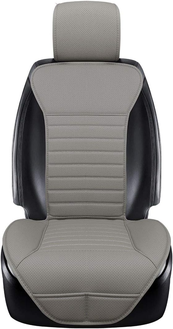 (2PCS Driver and Passenger Seat Cover PU Leather Seat Covers Universal Car Seat Covers Front seat Protector Covers Fit Most Sedans &Truck &SUV (2 PCS Gray-Taupe)