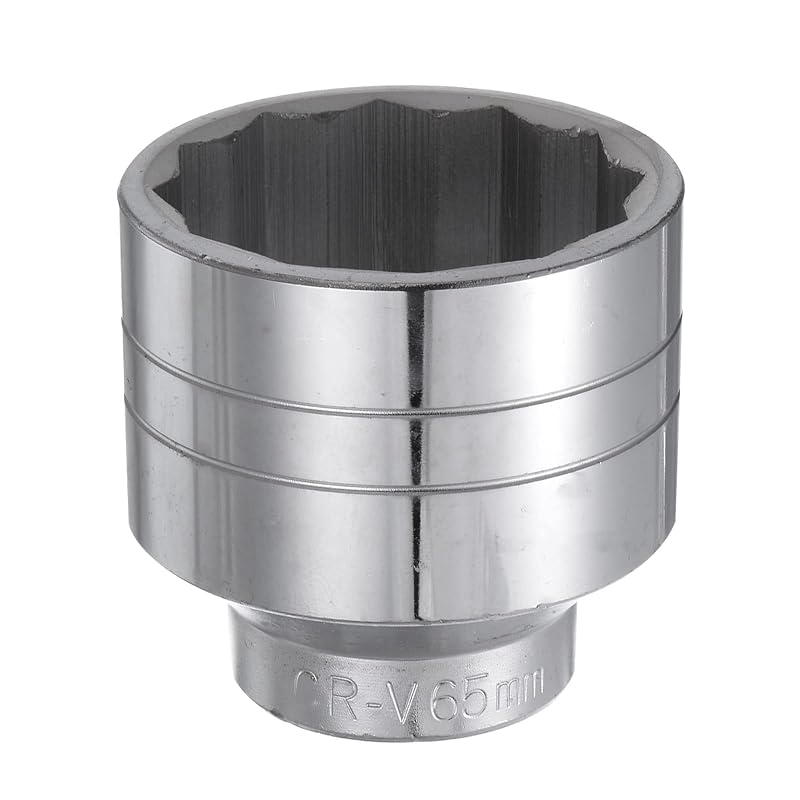 Soquete estriado raso de 12 pontas 65 mm, encaixe quadrado de 25,4 mm (1 pol.), aço cromo-vanádio HARFINGTON, 1 peça