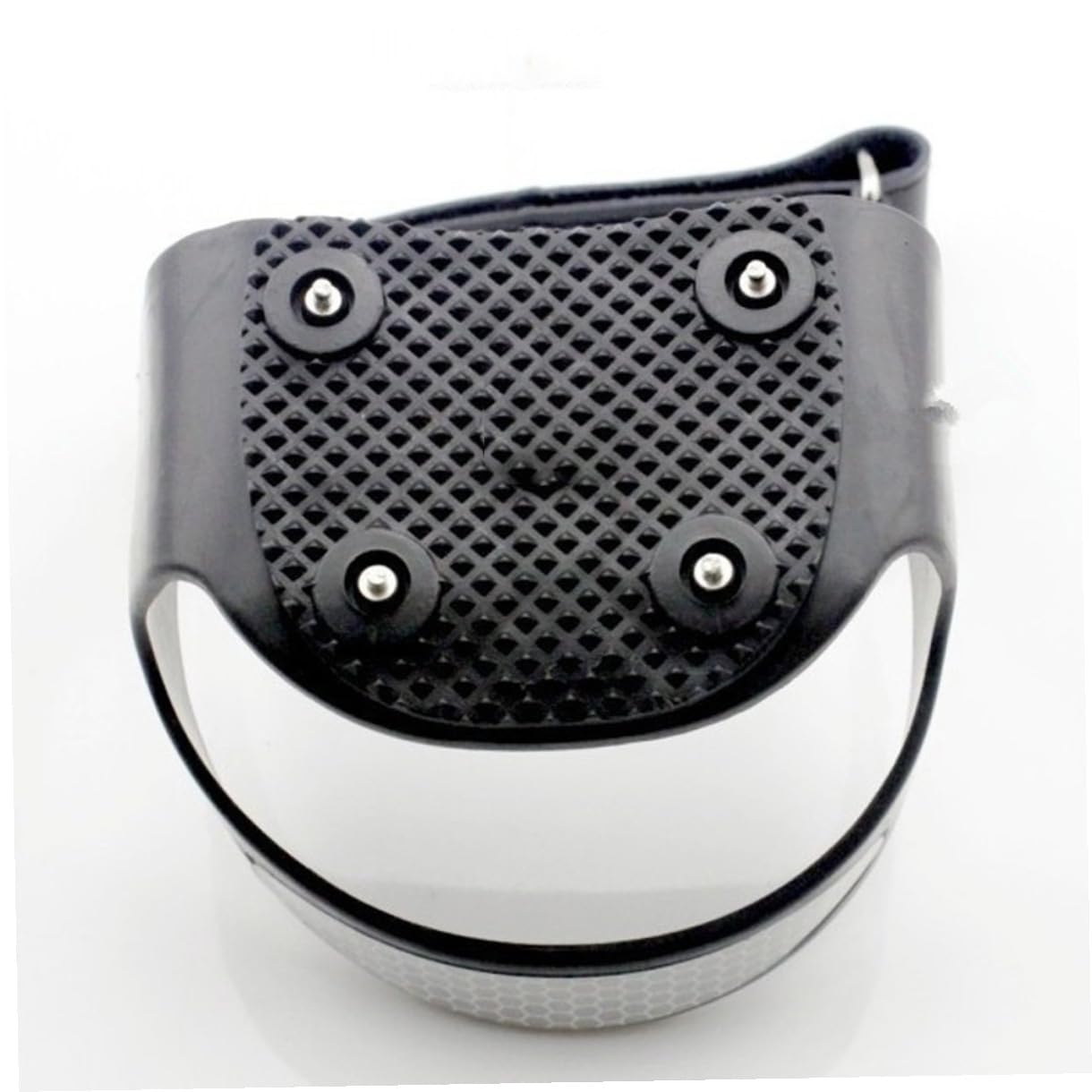 Ramponi da Ghiaccio 4 Denti in Silicone Nero per Calzature | 1 Paio, Striscia Riflettente, Suola a Lunga Durata, Trazione su Ghiaccio e Neve, Uso su Vialetto Stile Casuale