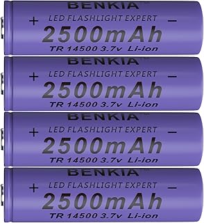 3.7 Volt 14500 Rechargeable Battery 2500mAh Battery 4 Pack Large Capacity Batteries for LED Flashlight, Headlamps, Cameras, Doorbells etc