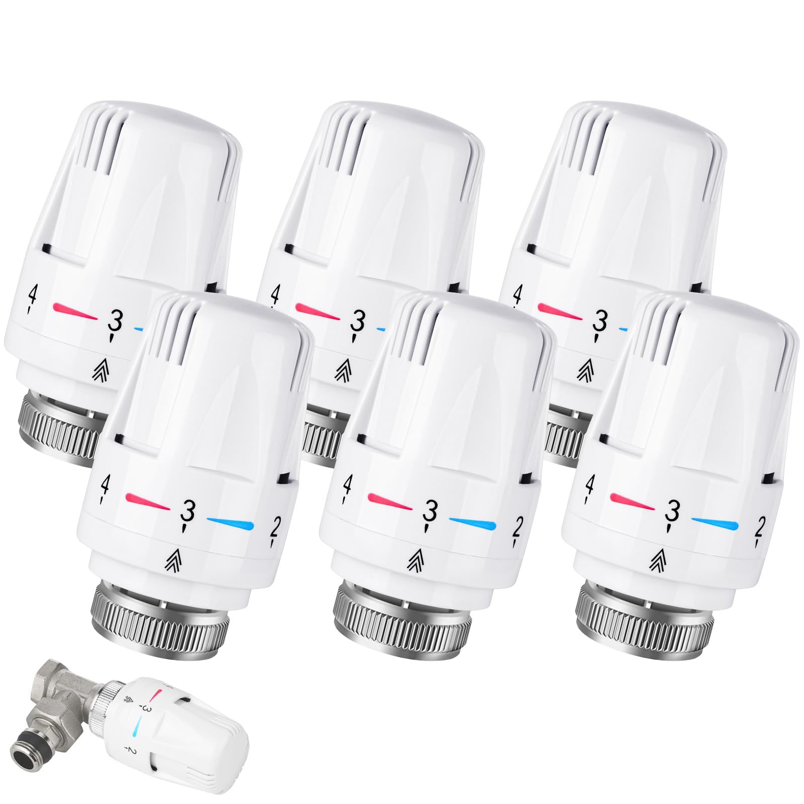 Flintronic 6pcs Tête de radiateur thermostatique, Tête thermostatique, raccord M30 x 1,5,Tête thermostatique Intelligente pour Thermostat Intelligent et Pack Chauffage collectif