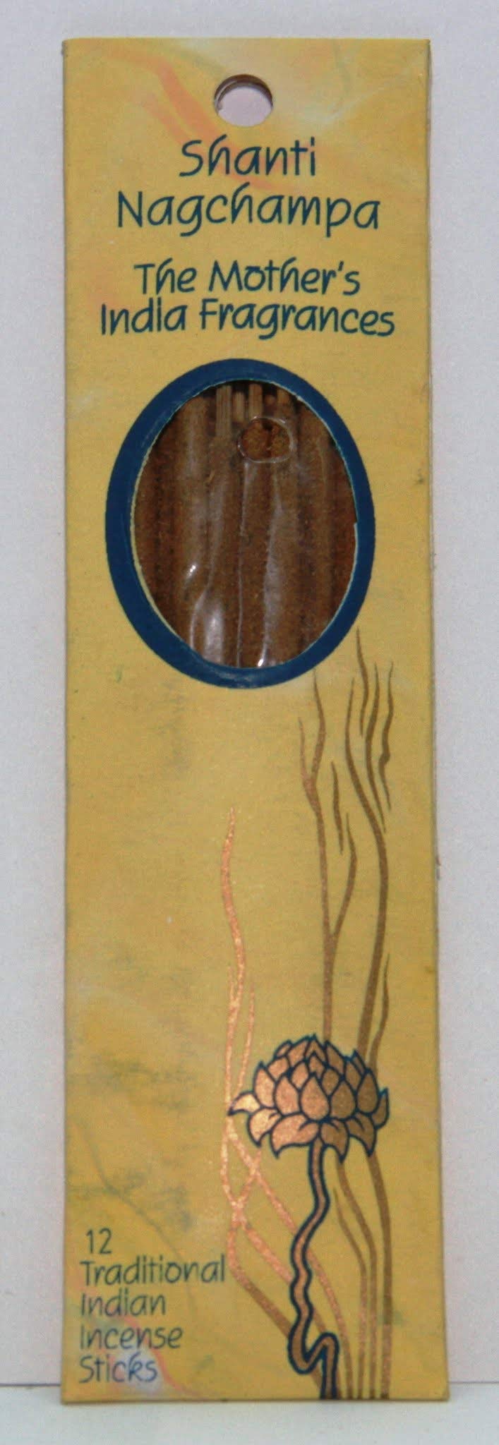 Mother's India Fragrances - Shanti Nagchampa 12 Stick MiniStick Packet 5"