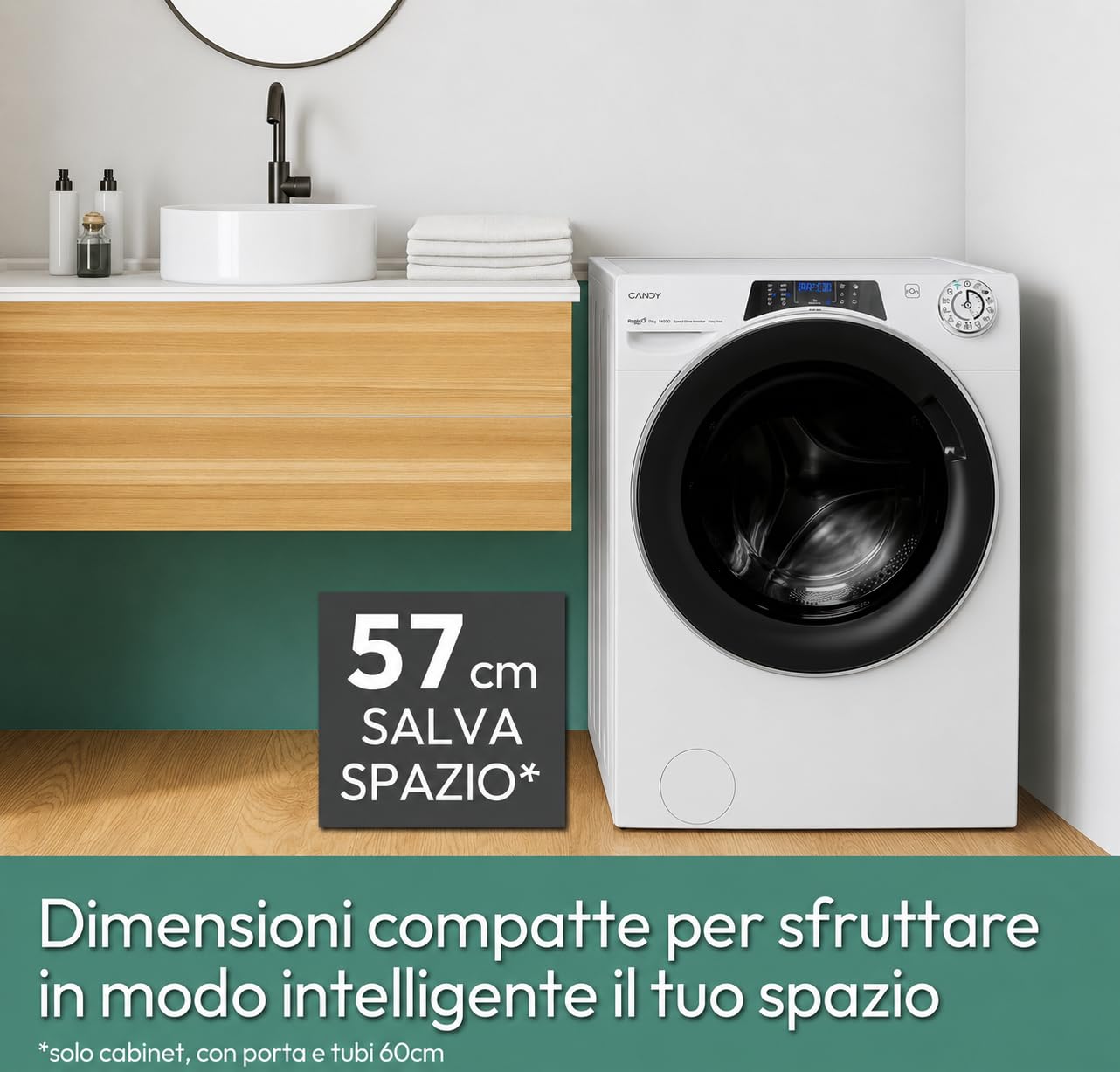 Candy RapidÓ PRO RP 4116BWMBC/1-S Lavatrice Caricamento Frontale 11 kg 1400 Giri/min Bianco, 15+1 programmi, Controllo remoto avanzato e contenuti extra (Wi-Fi + BLE), L x P x A (cm) 60x62x85
