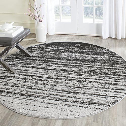 SAFAVIEH Adirondack Collection 6' Round Silver / Black ADR113A Modern Ombre Non-Shedding Dining Room Entryway Foyer Living Room Bedroom Area Rug