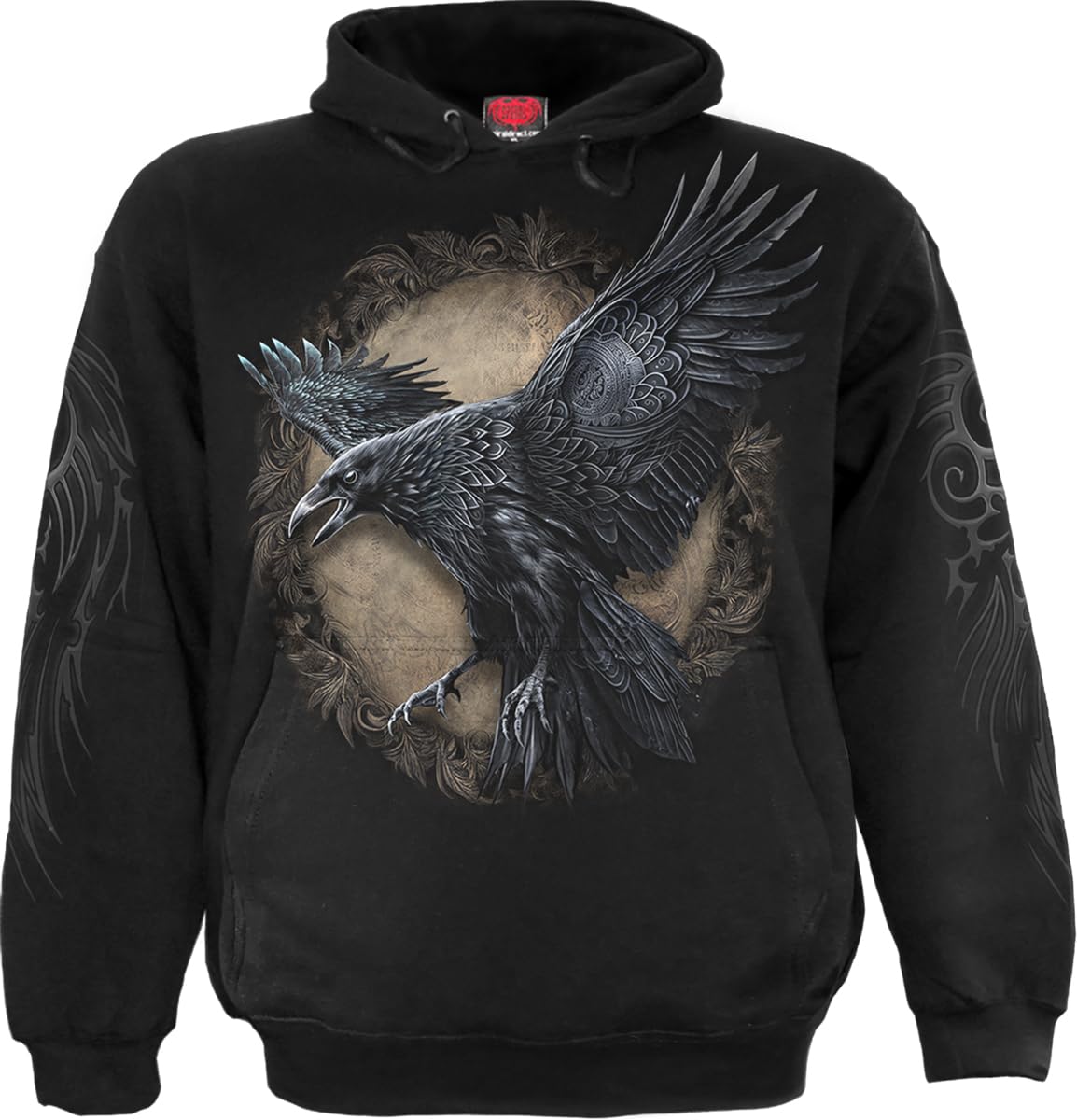 Spiral Raven Wise Hoodie Black XL 100% Cotton Fleece