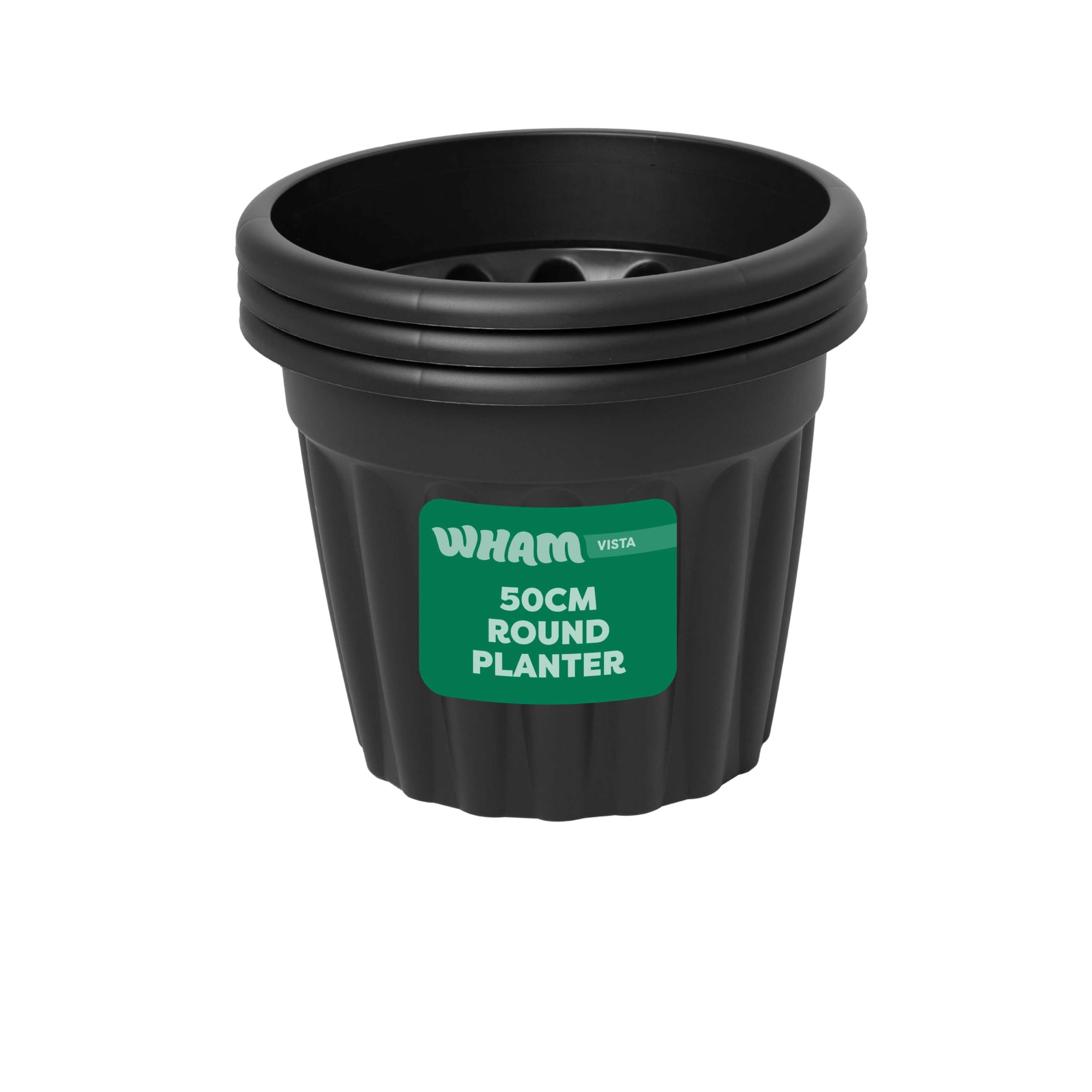 Wham Vista 50Cm Round Planter Pack 3 Slate/black from B&Q