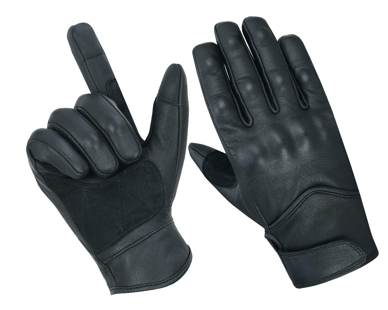 Men's Touch Screen Leather Motorcycle Biker Gloves