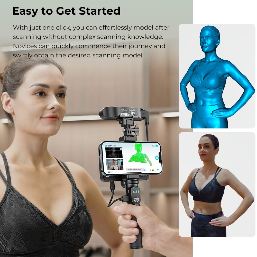 Walmeck CR-Scan Ferret Pro 3D-Scanner tragbar handgehalten mit Anti-Shake Tracking 0.1mm Genauigkeit WiFi6 30fps Scanrate für Anfänger und Profis