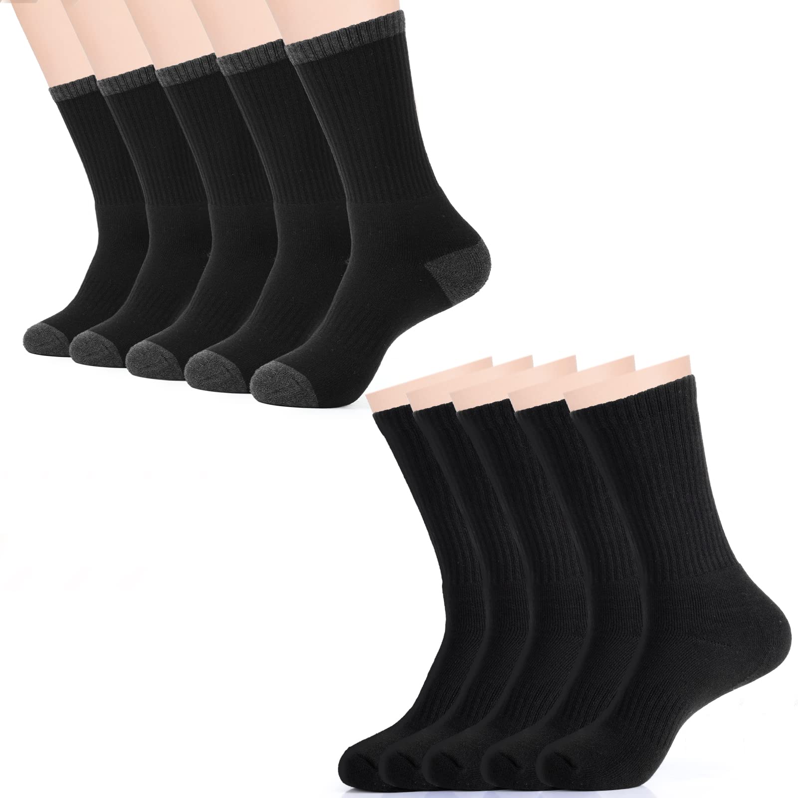 MASTERSMITH10-Pack Moisture Control Heavy Duty Work Boot Cushioned Crew Socks 6.5-12