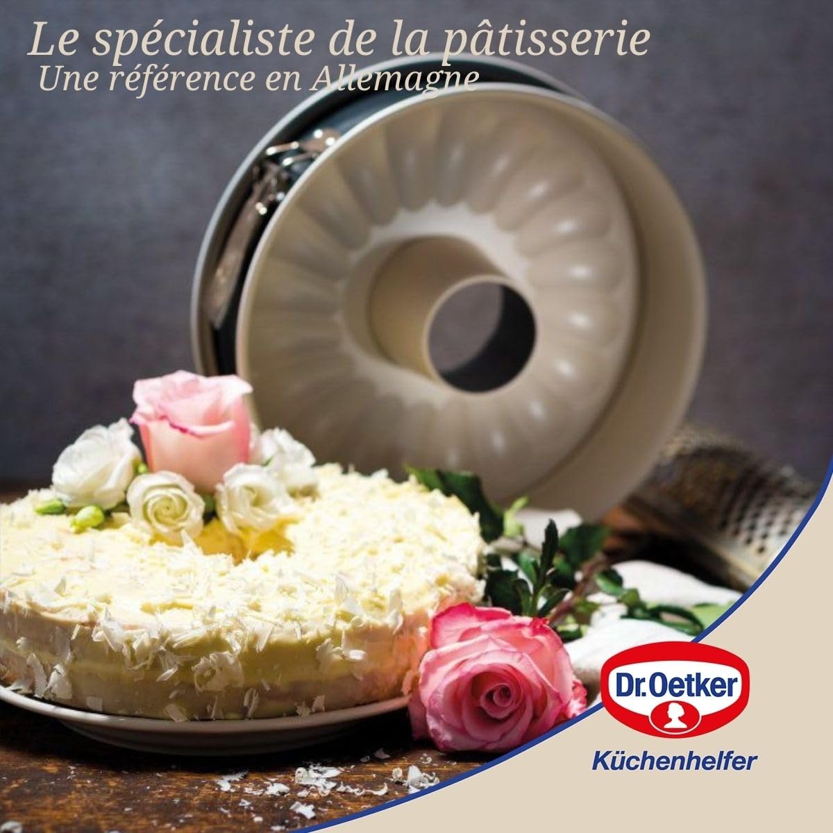 Dr. Oetker 9330850 Springform mit Scharnier, Kuchenform, runde Form, Savarinform, runde Form, Edelstahl, Keramik, Creme, Anthrazit, 28 cm x 7,5 cm, 2 Stück