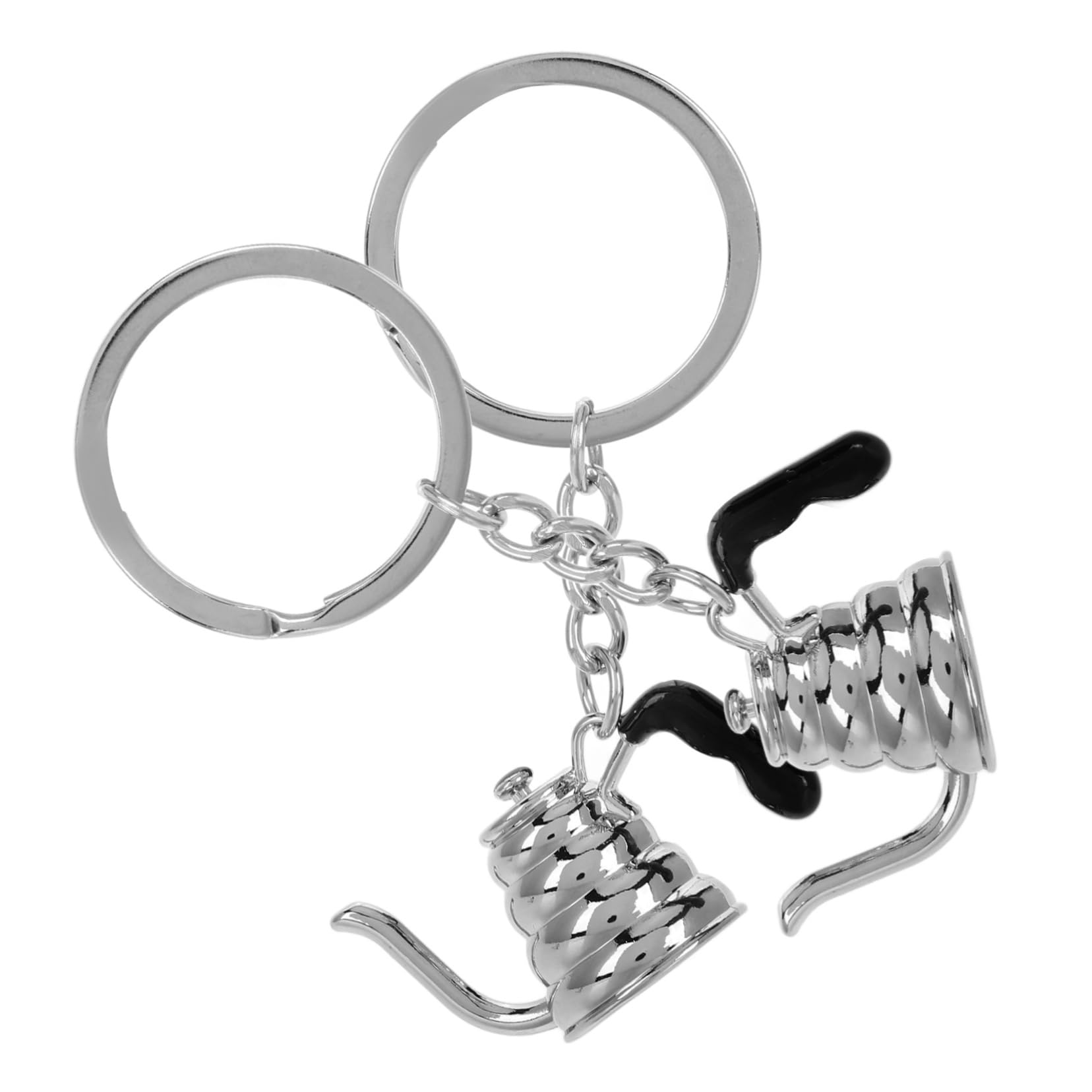KONTONTY 2pcs Coffee Kettle Coffee Pots Key Fob Coffee Grinder Key Shackle Coffee Key Holder Coffee Lover Keychain Coffee Party Favors Coffee Lovers Keyring Bag Decor Stainless Steel Silver