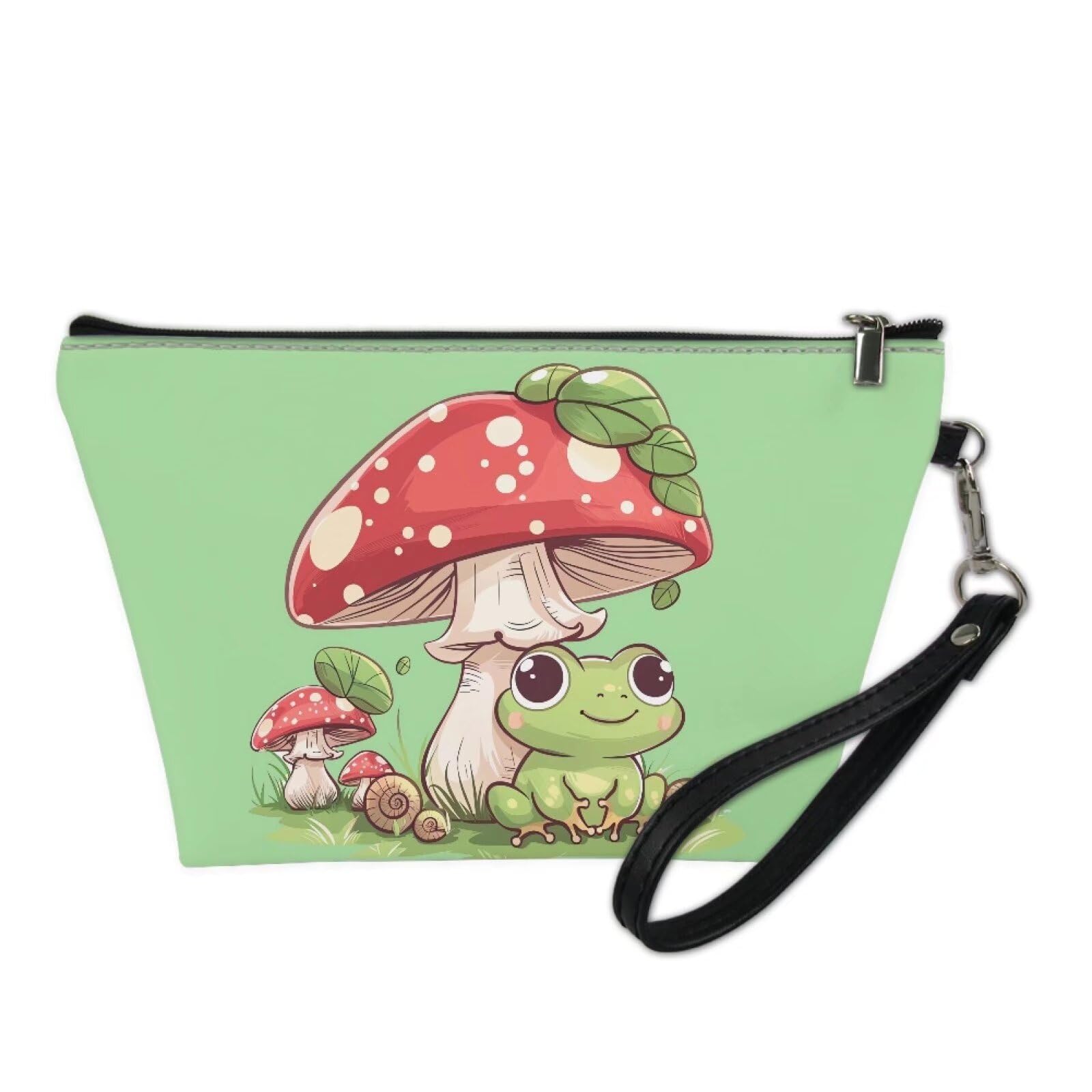 Xhuibop Mushroom Cartoon Frog Cosmetic Bag for Women Small Makeup Bag with Handles Zipper Clutch Pouch for Girls Makeup Bags for Women Organizer,Kawaii Gifts