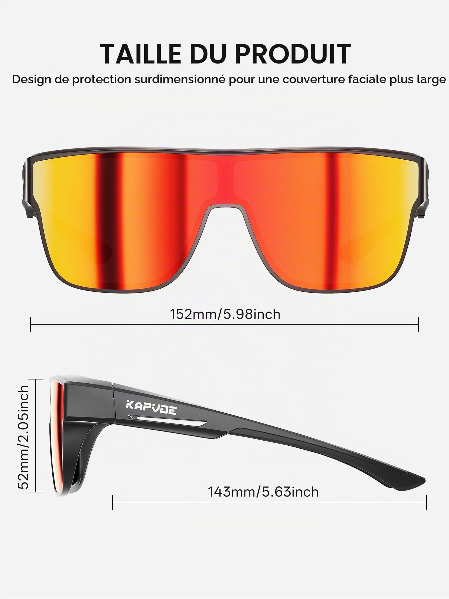 KAPVOE K216 Surlunettes de Soleil Photochromique ou à Verres Colorés | Lunettes de Soleil Superposable Protection UV400 TR90 Cadre pour Cyclisme Conduite Sport et Loisirs