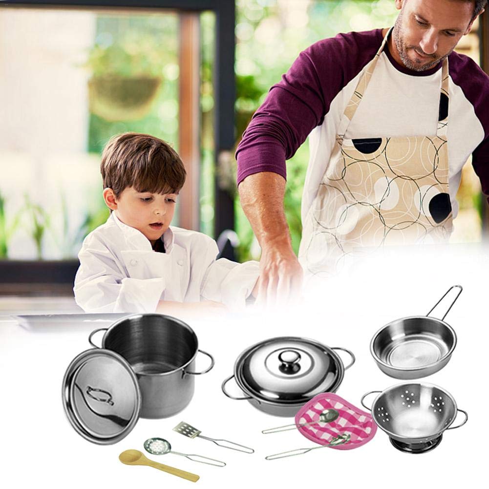 Cuisine Jouet Tonsooze 30 Pièces - Casseroles Inox + Tablier - Jeu D'Imitiation Enfant