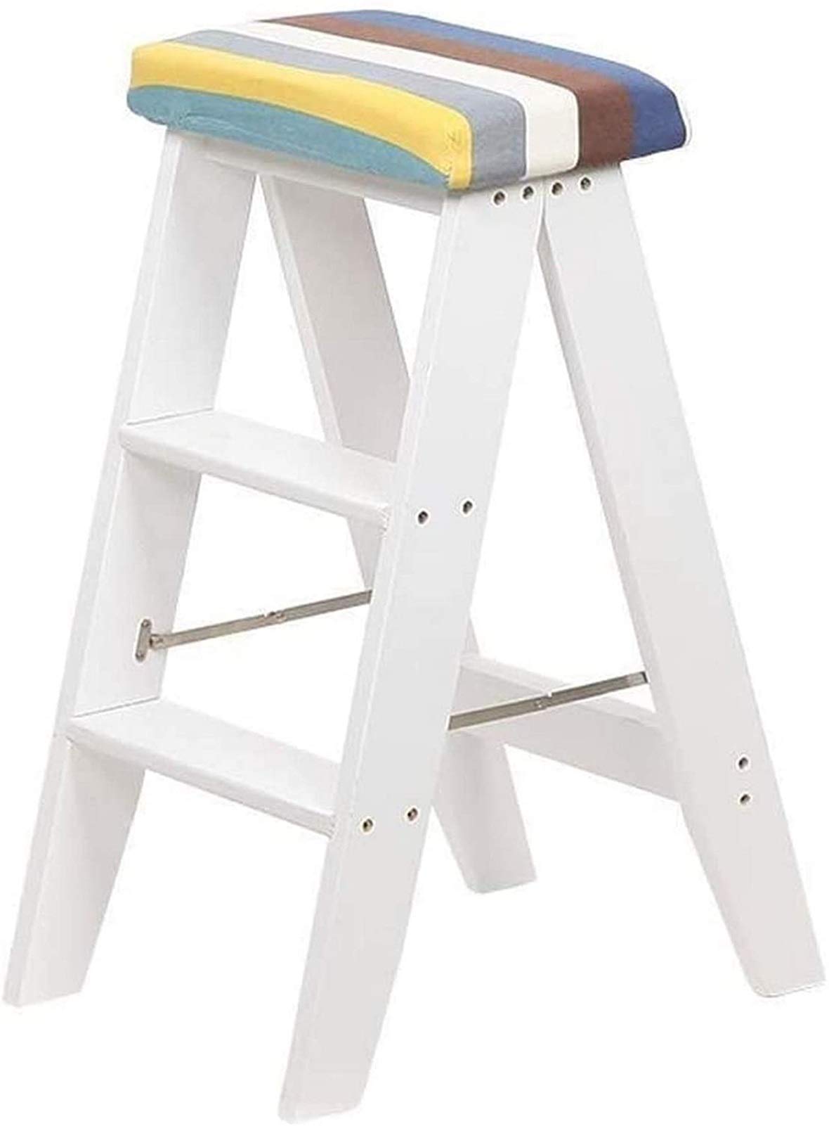 DASHADAO Taburete de Escalada para Interiores, Taburete de Escalera portátil, Taburete de Andador Plegable/Escalera de 3 Rollos, Silla de Comedor, Asiento de Esponja de Madera, Taburete alt