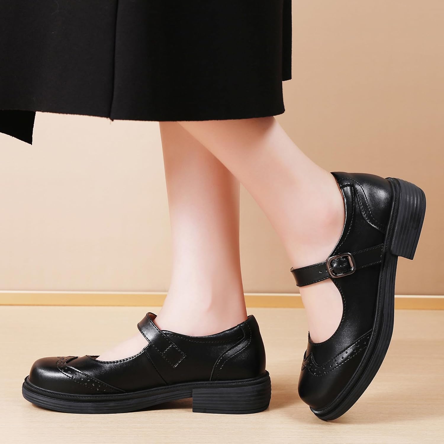 OKJ Mary Jane Shoes Women Flat Maryjane Black Mary Janes Comfortable Flats Dressy Casual School Cute Non Slip Work Shoes - Image 2