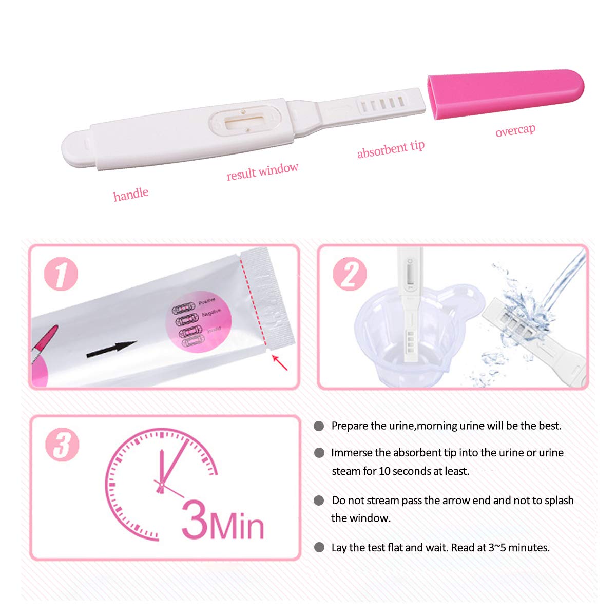 Medimama Pregnancy Tests, 3 Pack HCG Pregnancy Test Strips Early