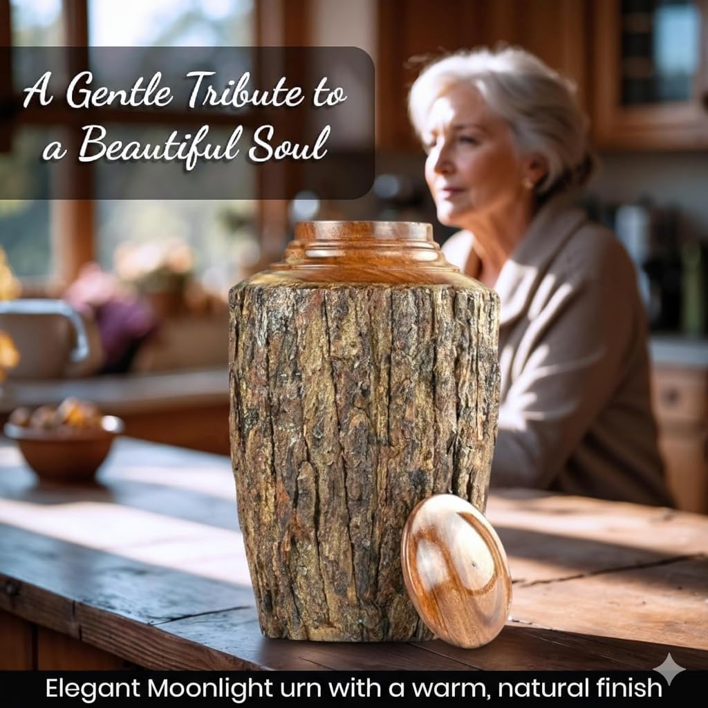 Medium Cremation Urn for Adult Ashes – 15 cu in – Rustic Rosewood Bark Wooden Memorial Urn – Handcrafted Funeral Jar for Human Ashes(Keepsake) - Image 4