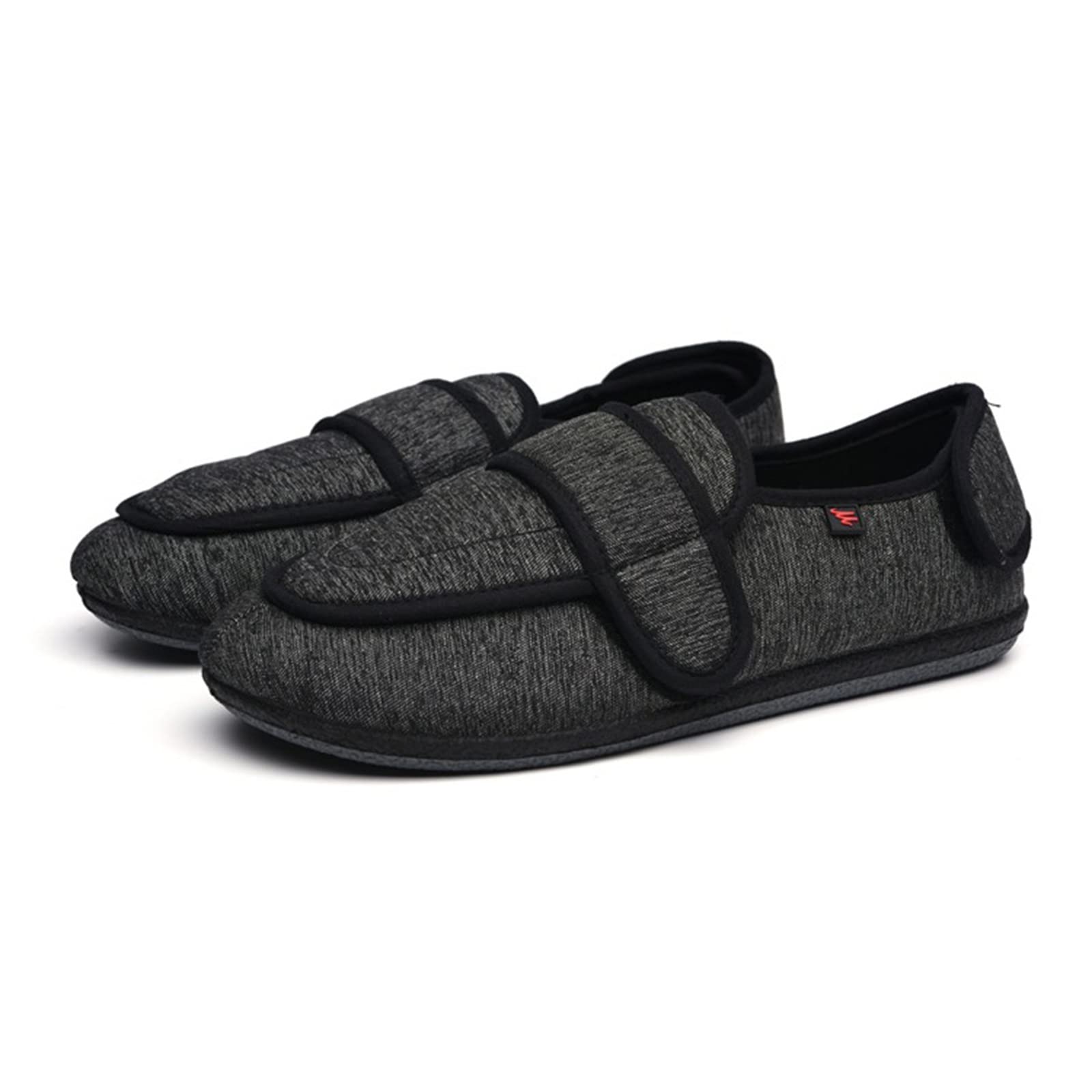 Yytcsjz Comfort Diabetic Slippers, with Memory Foam Hook and Loop Extra Wide Closed Toe Soft Shoes, Comfy, Warm, for Elderly, Swollen Feet, Plantar Fasciitis (Color : Grey, Size : 25.8cm)