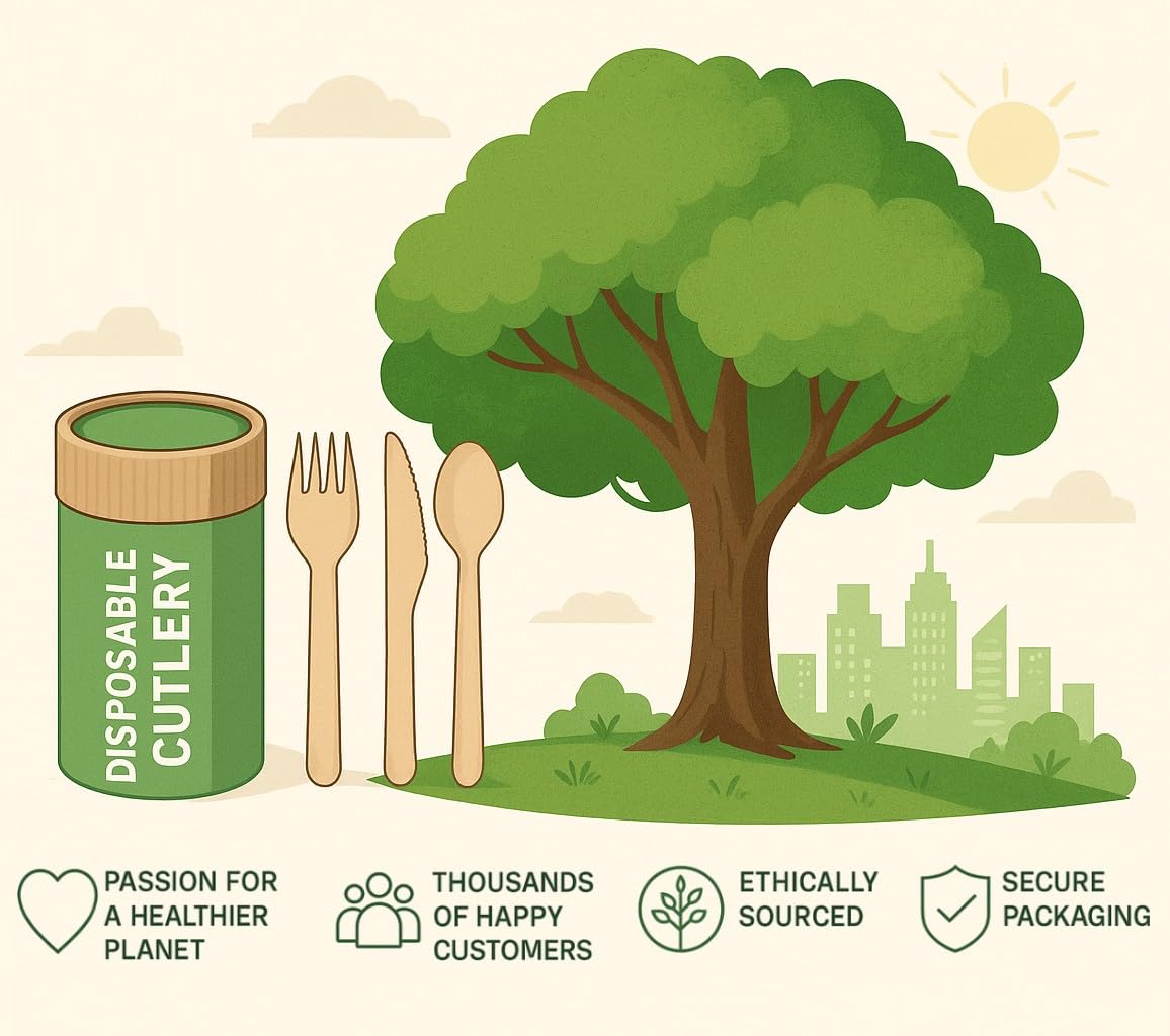 Eco-Friendly Wooden Cutlery Set - 150 Pcs -7