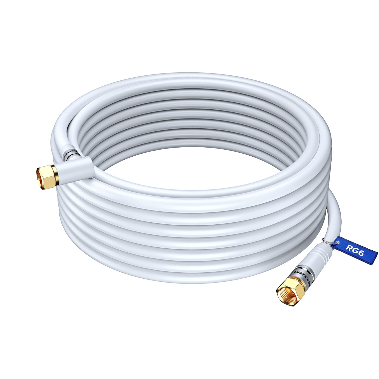 Coaxial Cable RG6 Right Angle 90°, 40 ft, Coax Cable FType Triple
